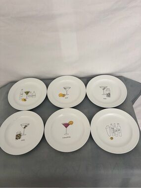 Ursula Dodge Martini Cocktail Plates Set of 6 Signature Housewares(F303)
